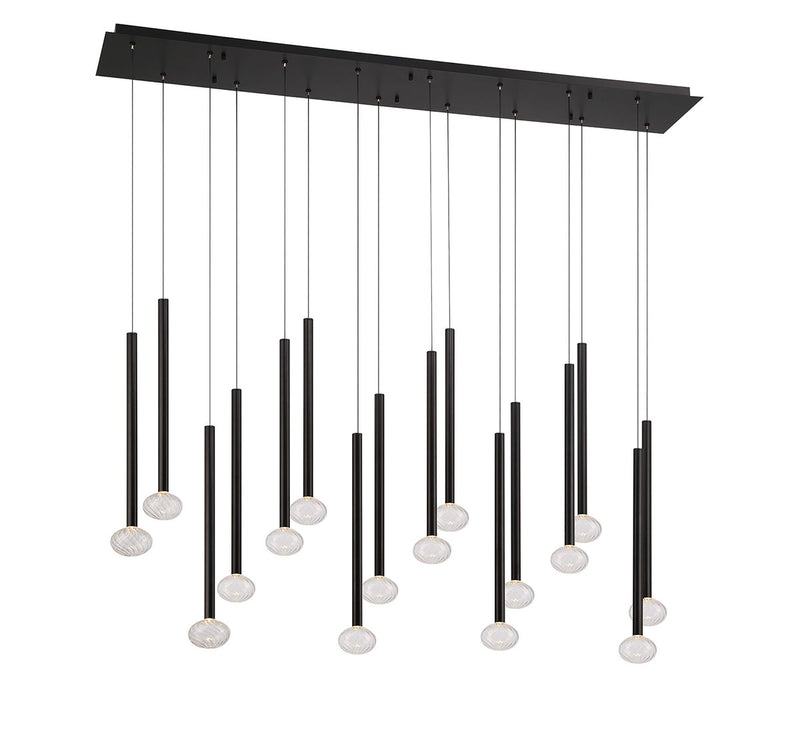 Soffio 16 Light Linear Suspension Matte Black By LibCo Side View