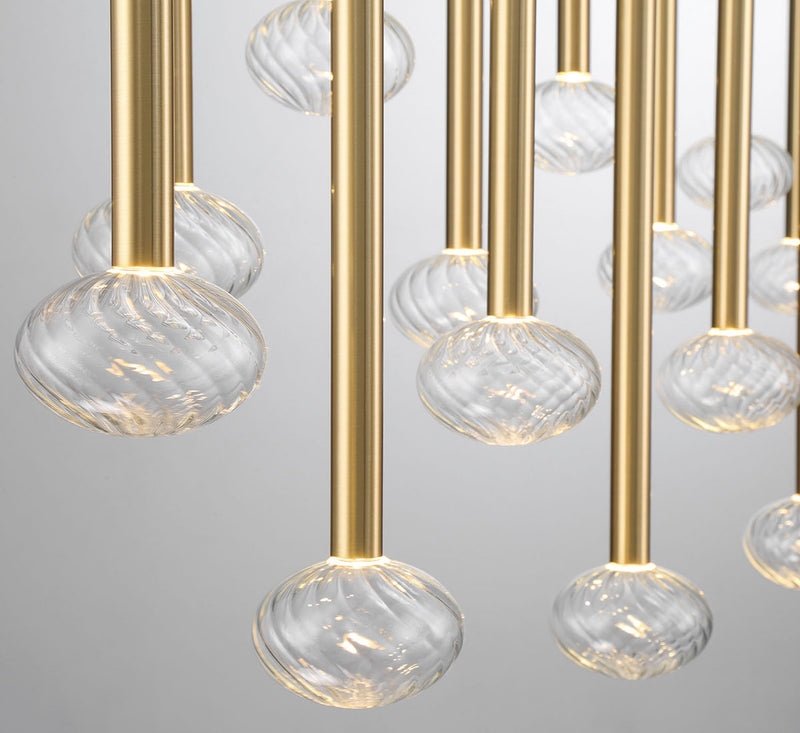 Soffio 16 Light Linear Suspension Plated Brushed Gold By LibCo Detailed View