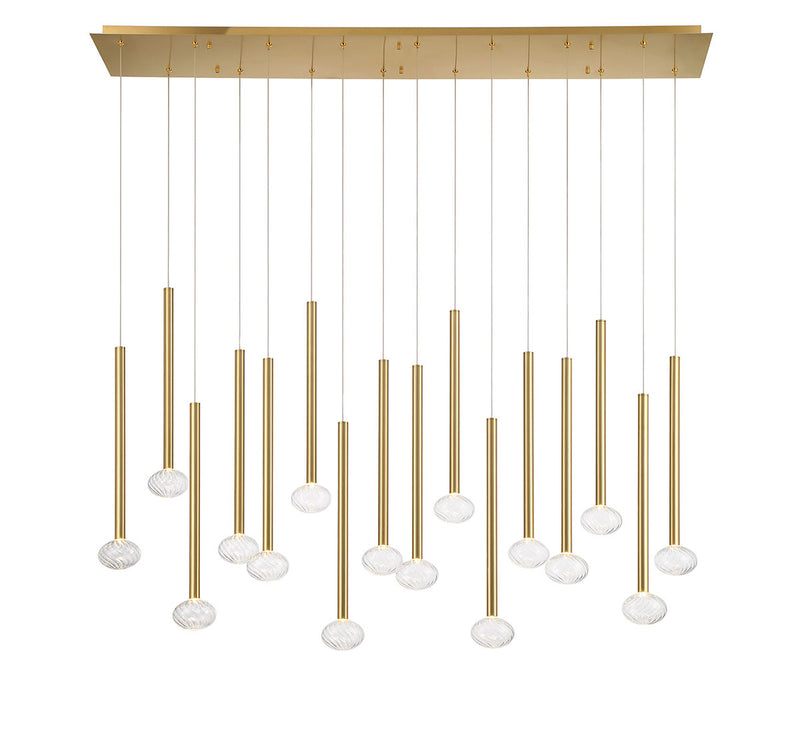 Soffio 16 Light Linear Suspension Plated Brushed Gold By LibCo