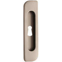 Soft Corner Pocket Door Pull in Satin Nickel by Colombo Design