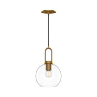 Soji Globe Pendant — 8 Inch, Aged Gold/Clear Glass