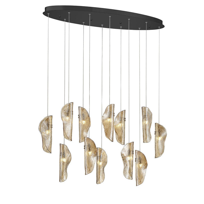 SORRENTO 12 LIGHT OVAL CHANDELIER BY LIB&CO, COLOR: AMBER, FINISH: BLACK, , | CASA DI LUCE LIGHTING