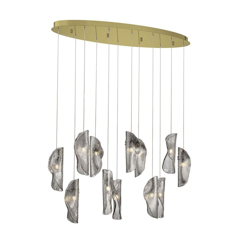 SORRENTO 12 LIGHT OVAL CHANDELIER BY LIB&CO, COLOR: SMOKE, FINISH: AGED GOLD, , | CASA DI LUCE LIGHTING