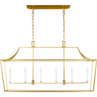 Southold Linear Lantern Chandelier — 48", Burnished Brass