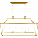 Southold Linear Lantern Chandelier — 48", Burnished Brass