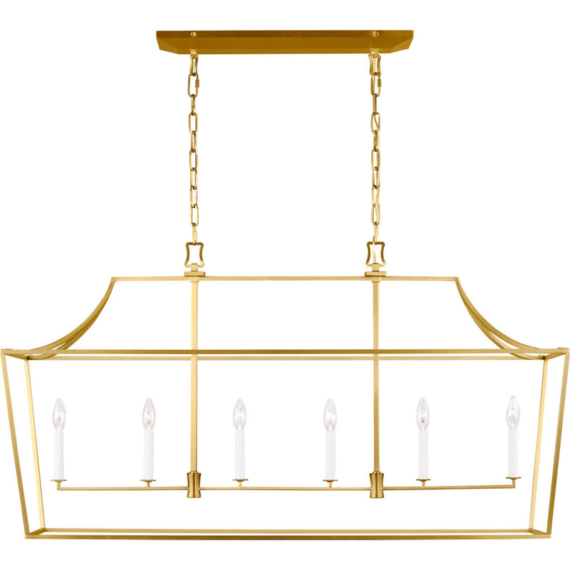 Southold Linear Lantern Chandelier — 48", Burnished Brass