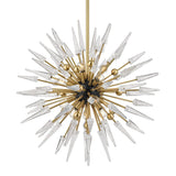 Sparta Chandelier - 32 Inch, 12-Light - Aged Brass with Clear Shards by Hudson Valley