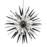 Sparta Chandelier - 32 Inch, 12-Light - Polished Nickel with Black & Clear Shards by Hudson Valley