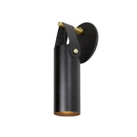 Spero Wall Sconce by Cerno - Black with black leather strap