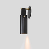 Spero Wall Sconce by Cerno - Black with black leather strap, side view