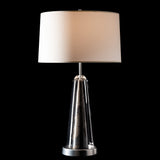 Spire Table Lamp detail in Sterling, Clear Steel, by Hubbardton Forge