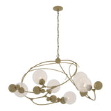 Sprig Circular Chandelier - Modern Brass Opaline