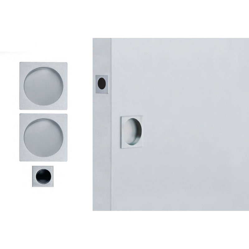 Square Pocket Door Kit Passage in Satin Chrome by Colombo Design