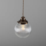 Stanley Holophane Pendant - Antique Brass