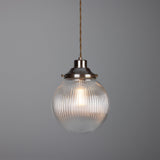 Stanley Holophane Pendant - Antique Brass