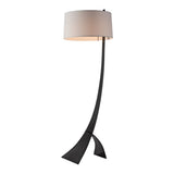 Stasis Floor Lamp, shown in Ink, Natural Anna Shade, by Hubbardton Forge