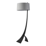 Stasis Floor Lamp, shown in Ink, Natural Anna Shade, by Hubbardton Forge