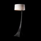 Stasis Floor Lamp detail in Ink, Natural Anna Shade, by Hubbardton Forge