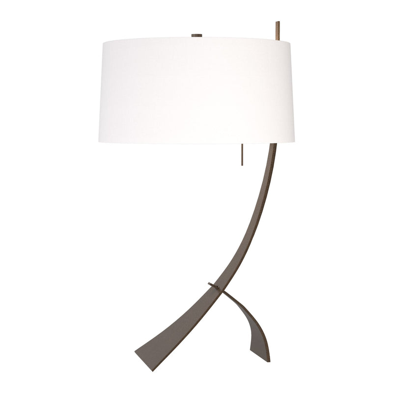 Stasis Table Lamp in Bronze, Natural Anna Shade by Hubbardton Forge