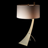 Stasis Table Lamp detail in Modern Brass, Flax Shade, by Hubbardton Forge