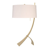 Stasis Table Lamp in Modern Brass, Flax Shade by Hubbardton Forge