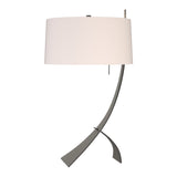 Stasis Table Lamp in Natural Iron, Flax Shade by Hubbardton Forge
