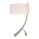 Stasis Table Lamp in Soft Gold, Flax Shade by Hubbardton Forge