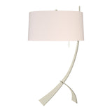 Stasis Table Lamp in Sterling, Flax Shade by Hubbardton Forge