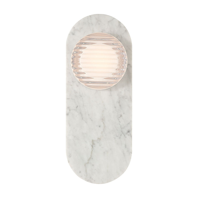 Sternn Outdoor Wall Sconce 15 Inch Marble White Clear Ribbed Glass by Eurofase