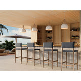 Stillo Pendant Lights by Cerno in Blanc hanging above an outdoor bar