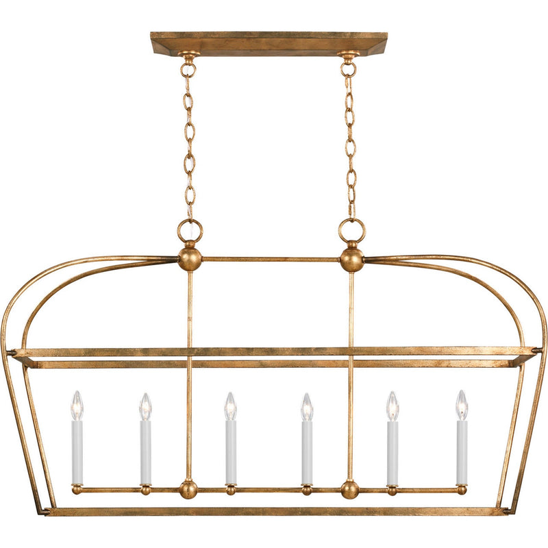 Stonington Linear Lantern Chandelier — 49 1/8", Antique Gild