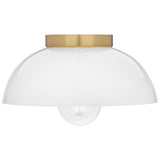Stu Flush Mount Lacquered Brass Cased Opal By Lark Living - Side View2