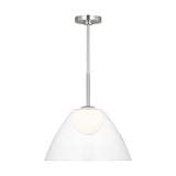 Suma Pendant — 16", White Opal Etched, Brushed Nickel