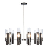 Summit Chandelier 12 Light, shown in Dark Smoke, Clear Glass, by Hubbardton Forge