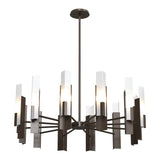 Summit Chandelier 12 Light in Bronze, Frosted Glass by Hubbardton Forge
