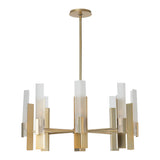 Summit Chandelier 8 Light, shown in Modern Brass, Frosted Glass, by Hubbardton Forge