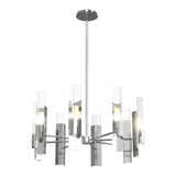 Summit Chandelier 8 Light in Sterling, Clear Glass by Hubbardton Forge