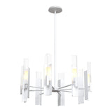 Summit Chandelier 8 Light in White, Clear Glass by Hubbardton Forge