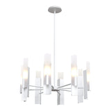 Summit Chandelier 8 Light in White, Frosted Glass by Hubbardton Forge