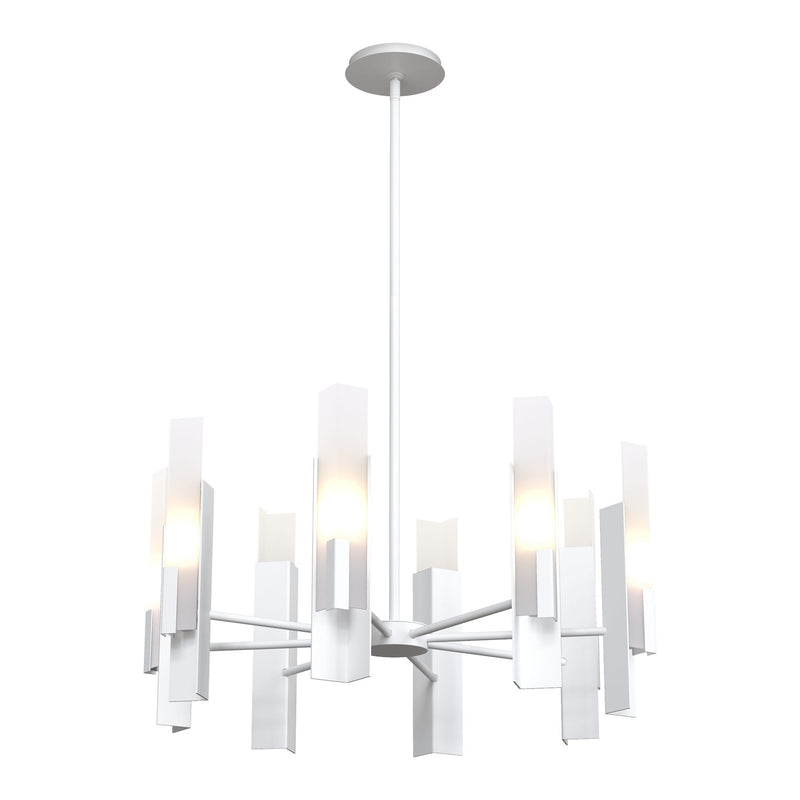 Summit Chandelier 8 Light in White, Frosted Glass by Hubbardton Forge