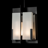Summit Lantern Pendant detail in Black, Frosted Glass, by Hubbardton Forge