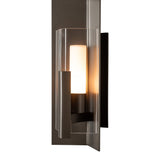 Summit Outdoor Wall Light Small, shown in Coastal Dark Smoke, Clear Glass, by Hubbardton Forge