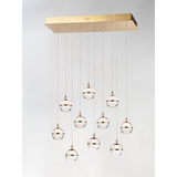 Swank LED Pendant by ET2 - 10-Light, Natural Aged Brass