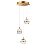 Swank LED Pendant by ET2 - 3-Light, Natural Aged Brass