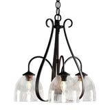 Sweeping Taper Chandelier 3 Light in Black, Water Glass by Hubbardton Forge