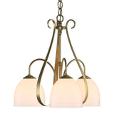 Sweeping Taper Chandelier 3 Light in Modern Brass, Opal Glass by Hubbardton Forge