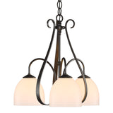 Sweeping Taper Chandelier 3 Light in Oil Rubbed Bronze, Opal Glass by Hubbardton Forge