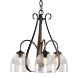 Sweeping Taper Chandelier 3 Light in Oil Rubbed Bronze, Water Glass by Hubbardton Forge