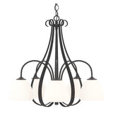 Sweeping Taper Chandelier 5 Light in Black, Opal Glass by Hubbardton Forge