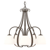 Sweeping Taper Chandelier 5 Light in Bronze, Opal Glass by Hubbardton Forge